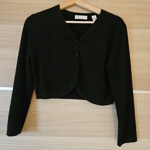 Lord & Taylor Vintage Black Cashmere Bolero Cardigan Cropped Button Front Size M